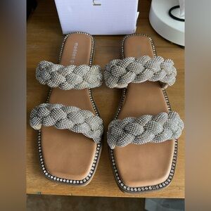Madden Girl Sparkling Silver Braided Sandals